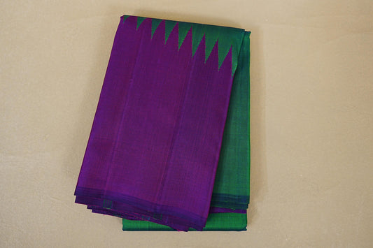 folded Dual Tone Emerald Green and Blue Vintage Kanjivaram Silk Saree