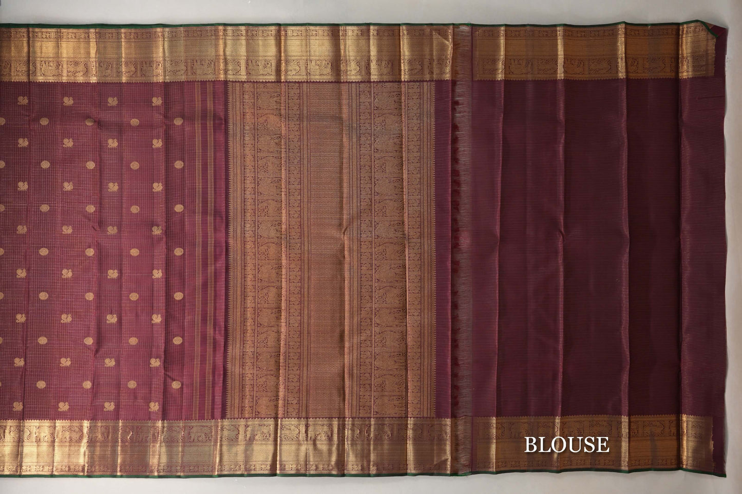 Deep Maroon with Small Zari Checks Vintage Heirloom Kanjivaram Silk Saree blouse