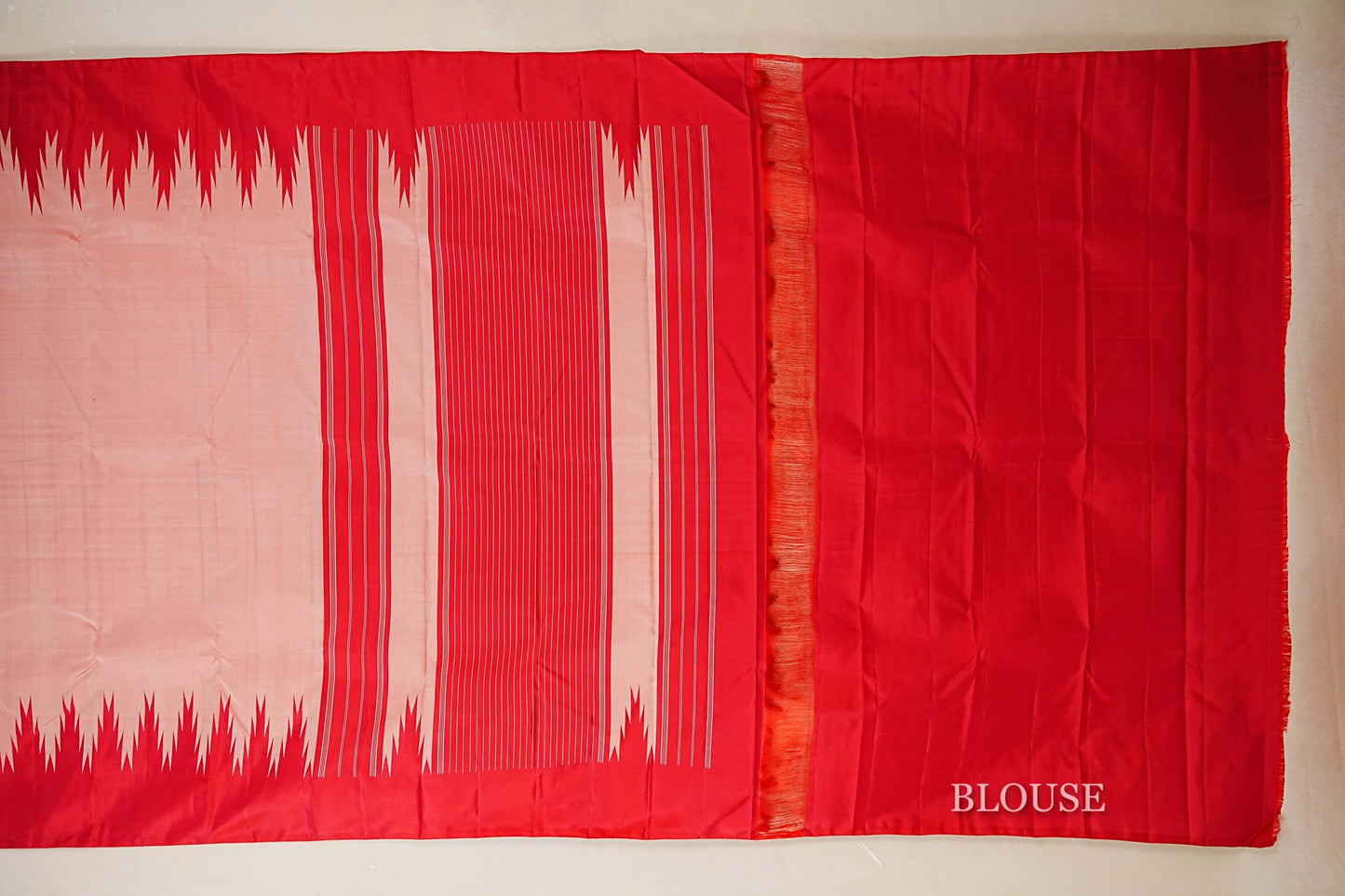 Peach Vintage Kanjivaram Silk Saree paloo blouse