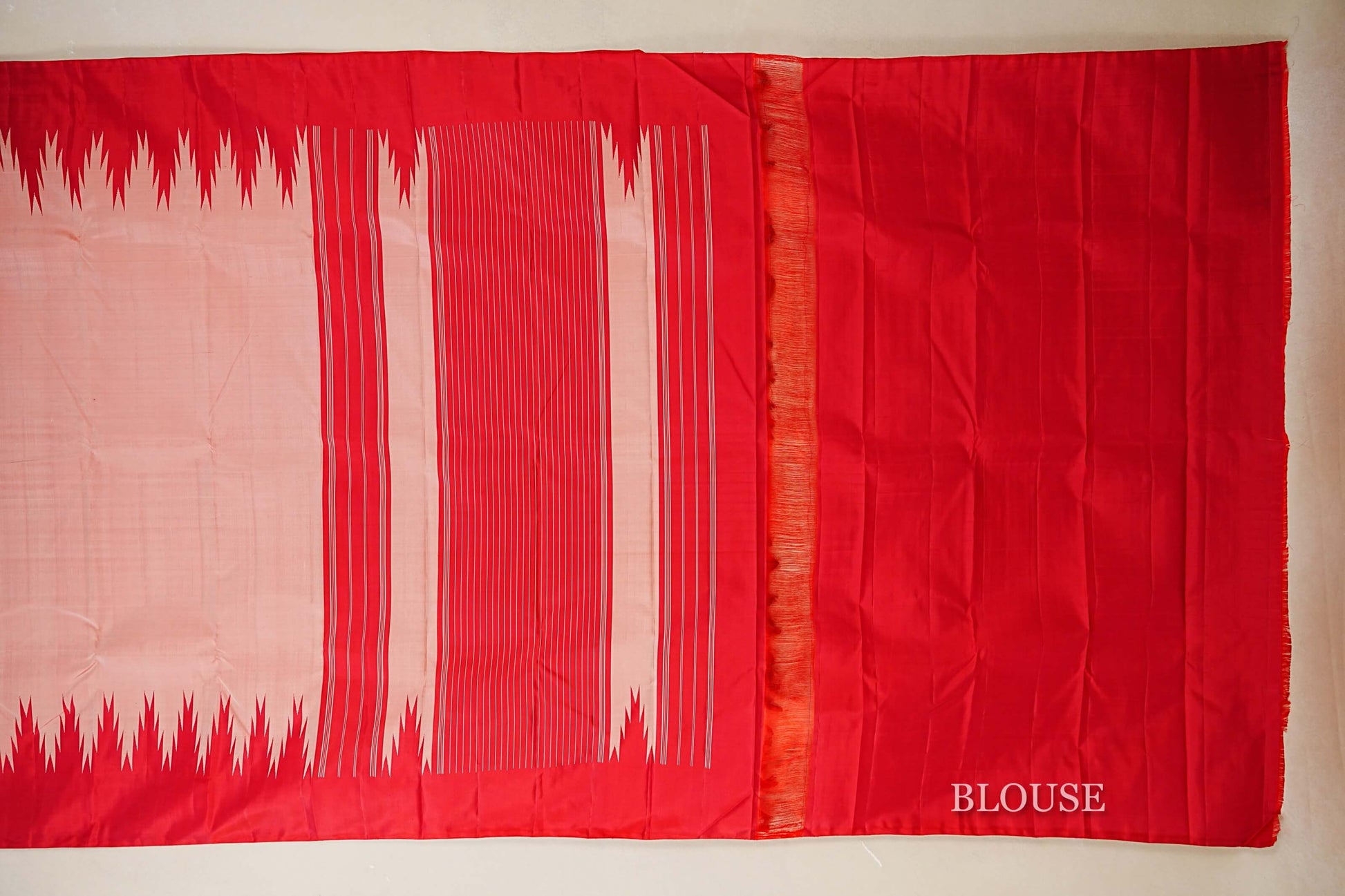 Peach Vintage Kanjivaram Silk Saree paloo blouse