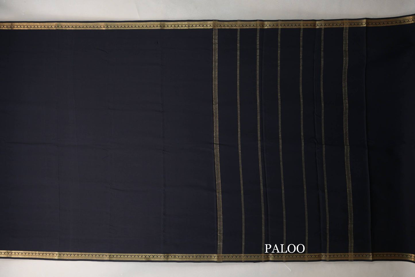 Black Mysore Silk Saree paloo