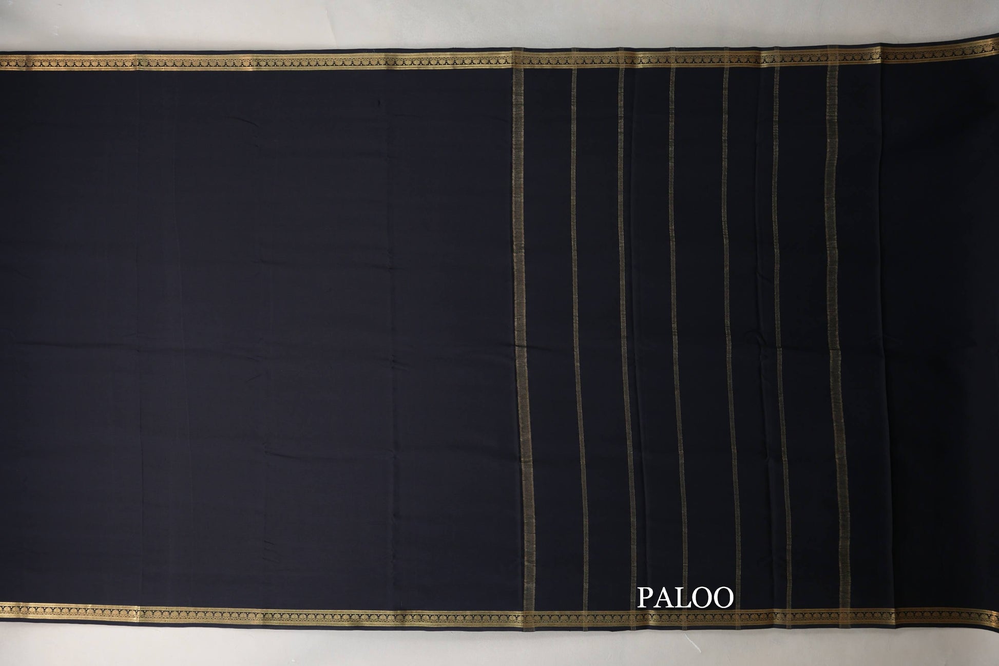 Black Mysore Silk Saree paloo
