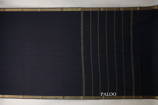 Black Mysore Silk Saree paloo