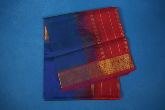 Peacock blue vintage silk cotton saree