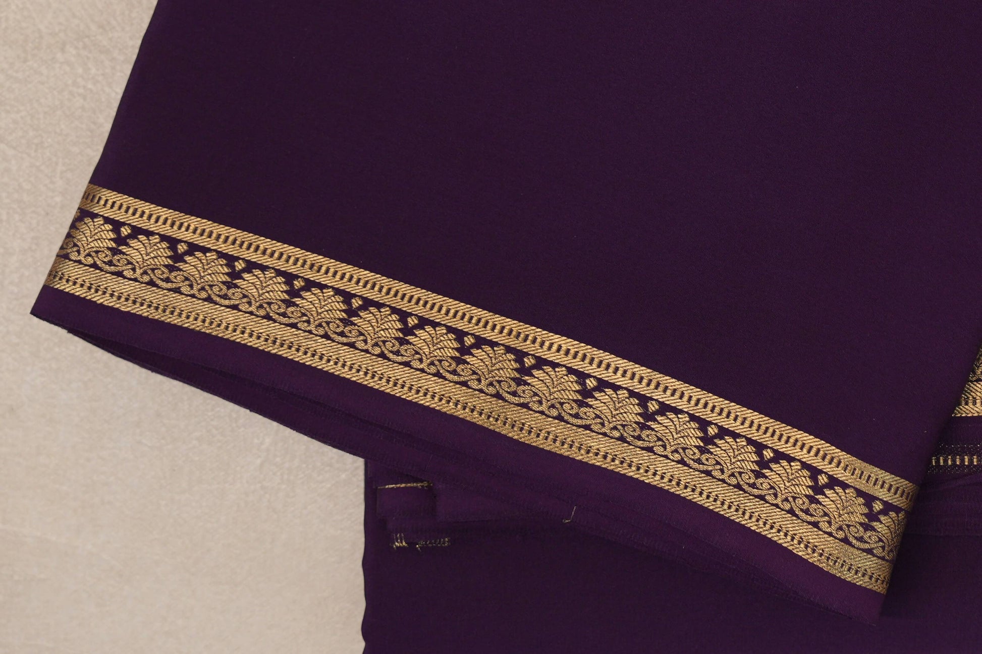 Deep Plum Purple Mysore Silk Saree border