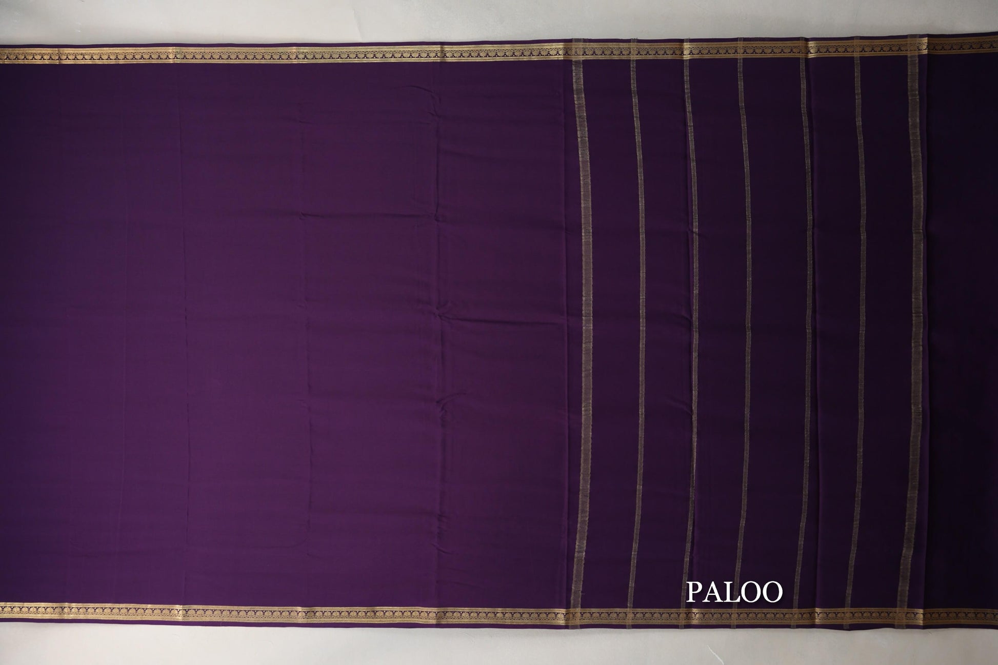 Deep Plum Purple Mysore Silk Saree paloo