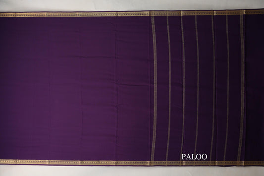Deep Plum Purple Mysore Silk Saree paloo