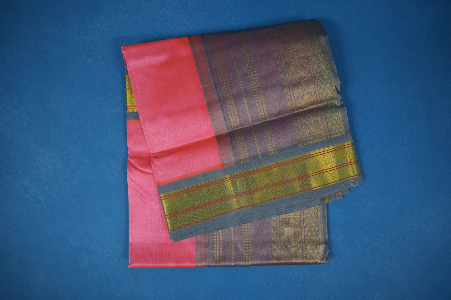 Peach vintage silk cotton saree
