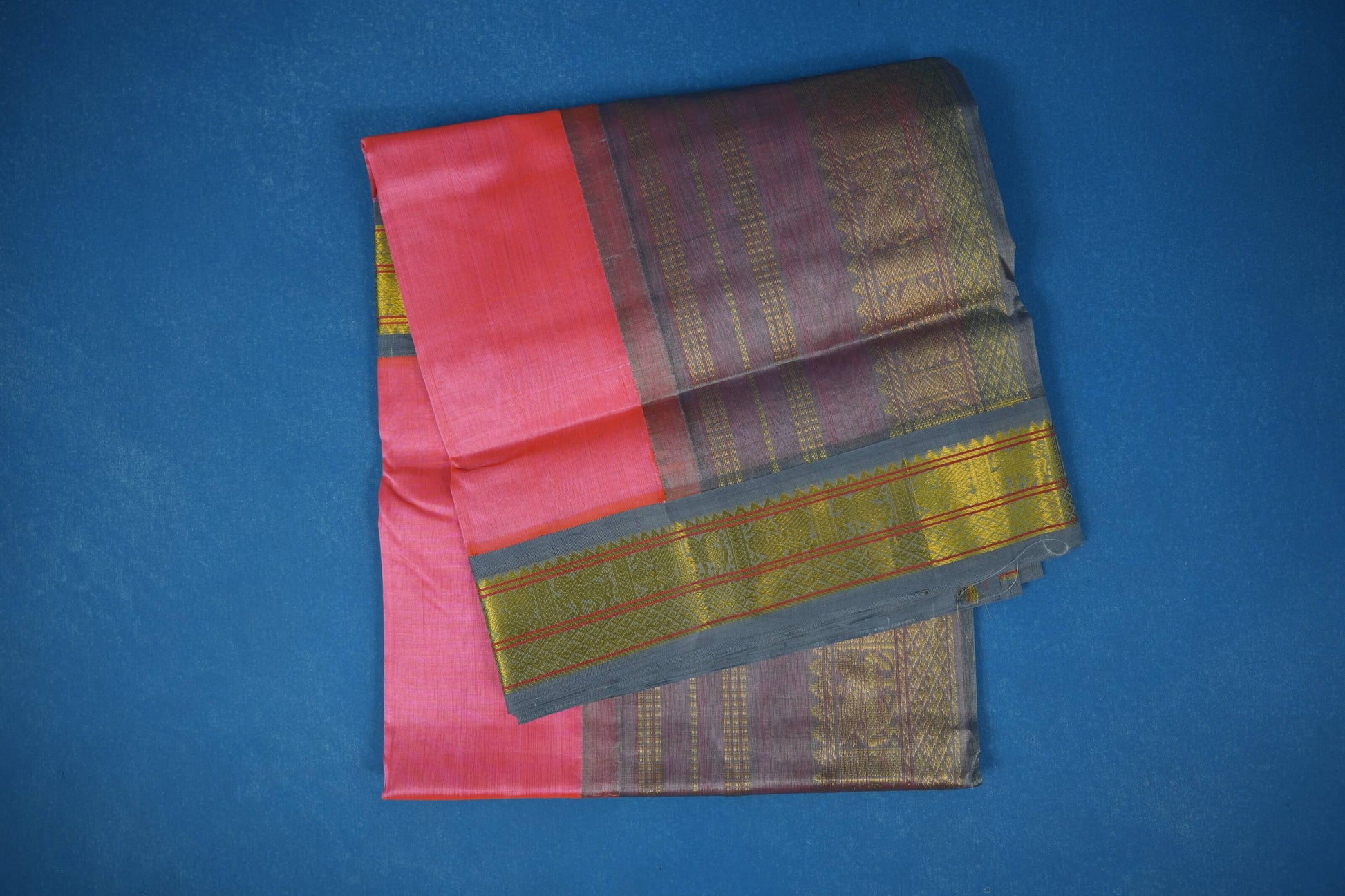 Peach vintage silk cotton saree