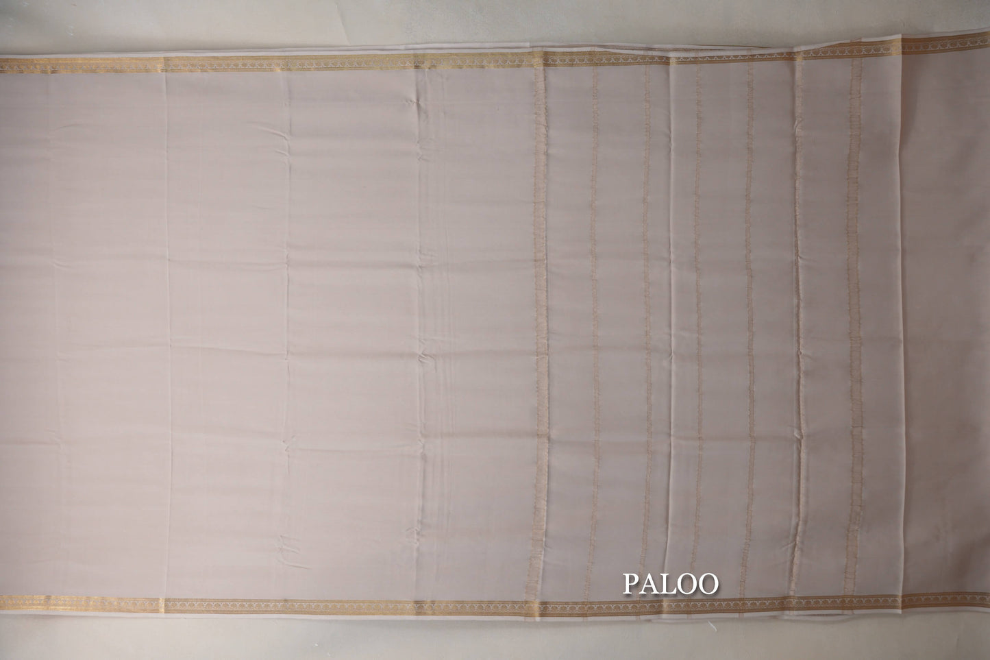 Cream Mysore Silk Saree paloo