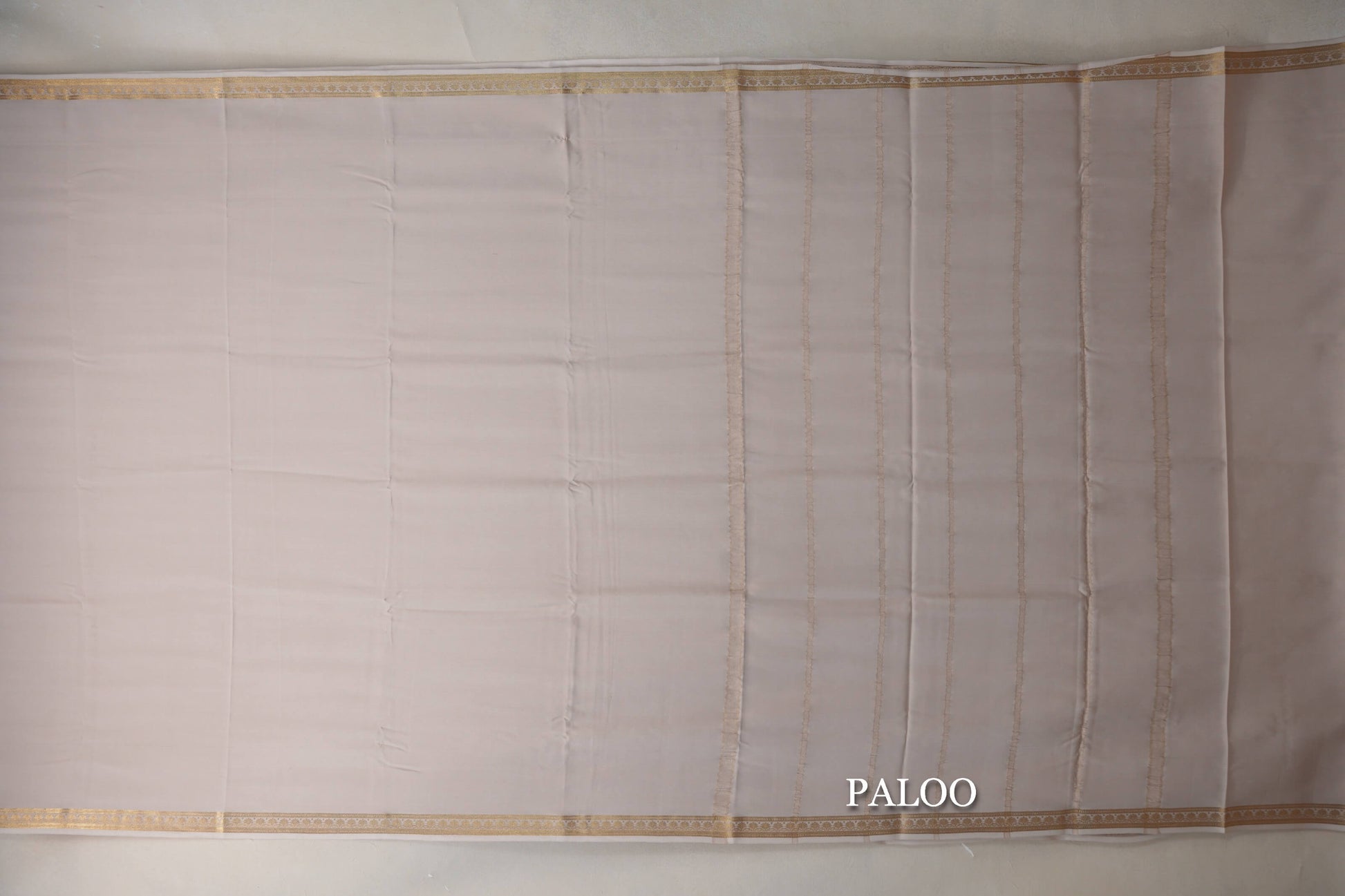 Cream Mysore Silk Saree paloo