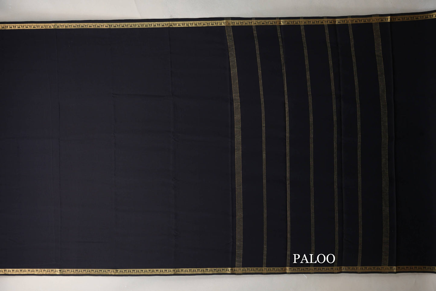Black Mysore Silk Saree paloo