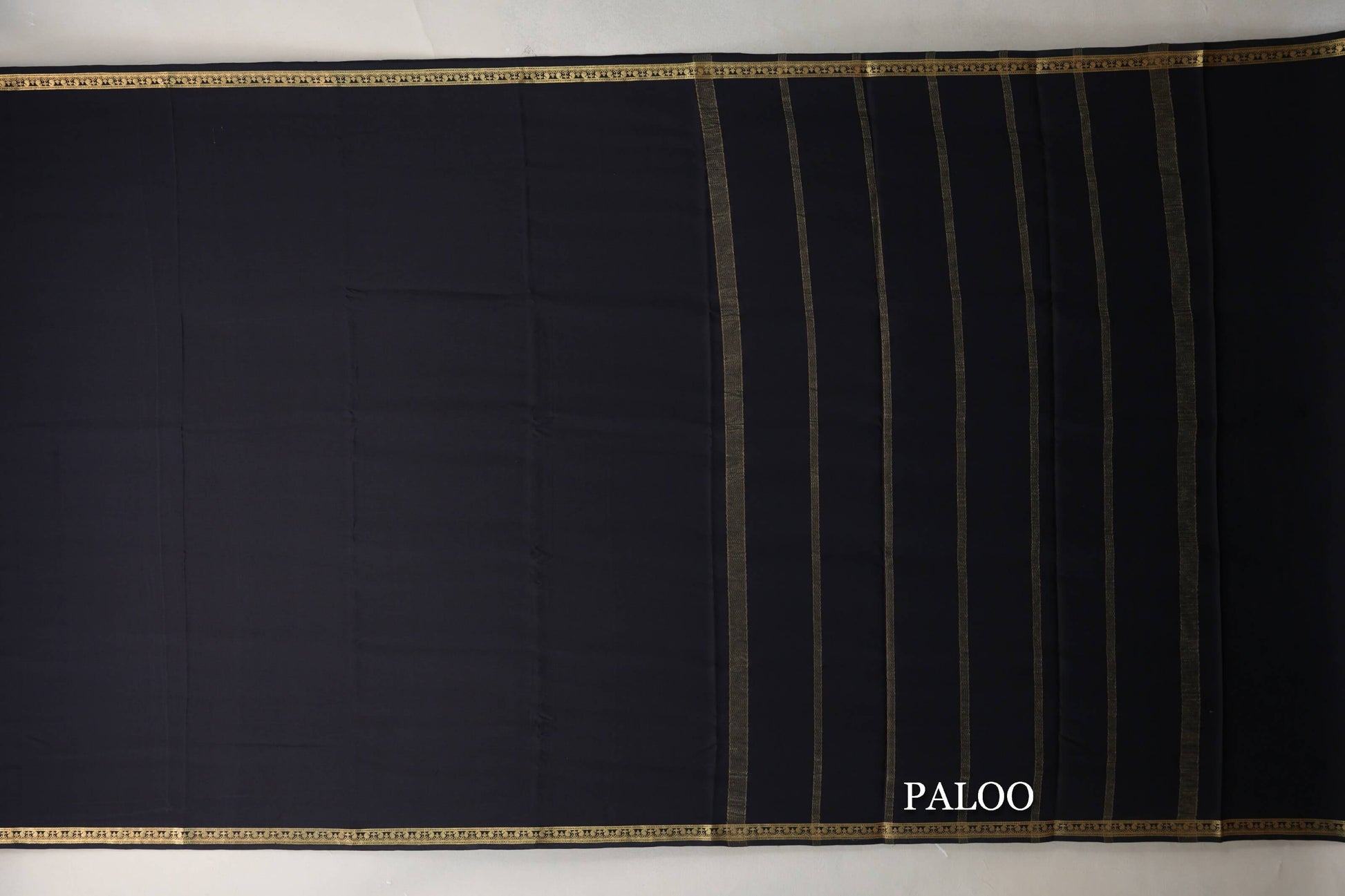 Black Mysore Silk Saree paloo