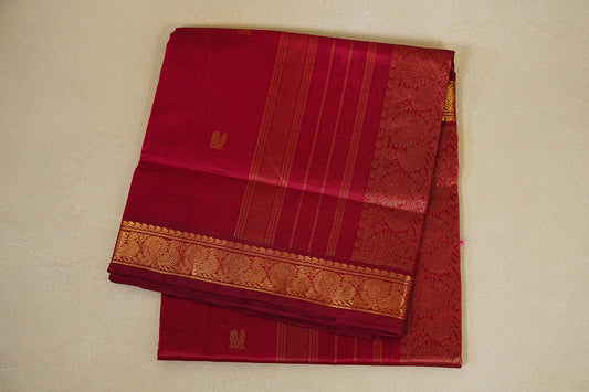 folded  Reddish Pink Vegan Silk Cotton Saree