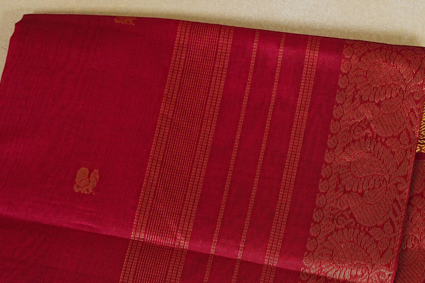  Reddish Pink Vegan Silk Cotton Saree body zoom