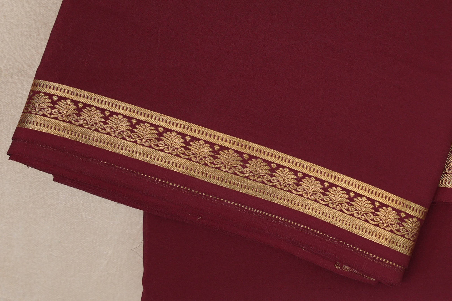 Deep Maroon Mysore Silk Saree border