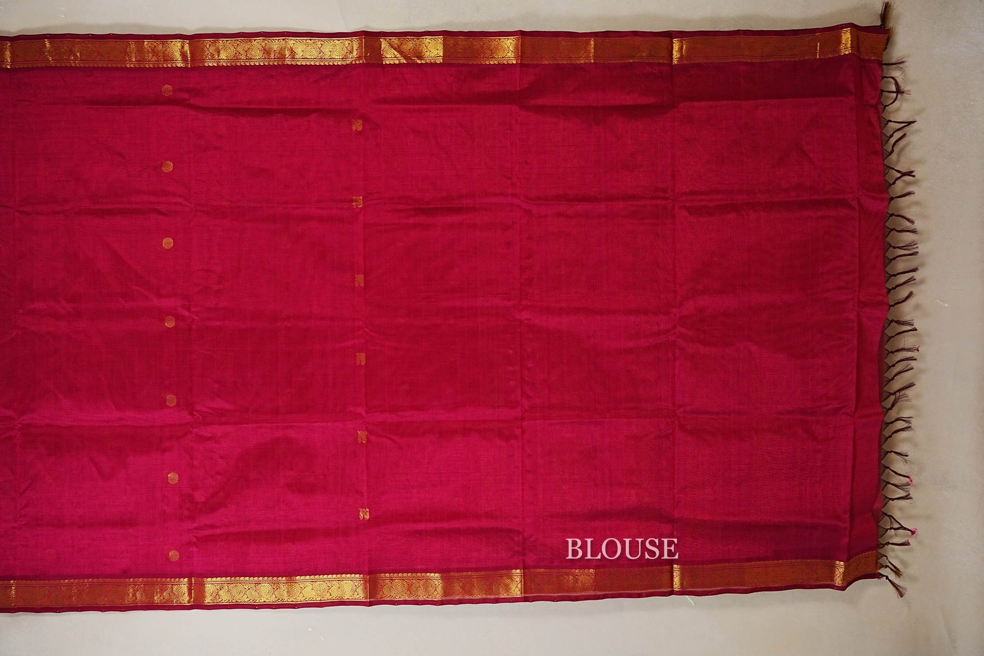  Reddish Pink Vegan Silk Cotton Saree blouse