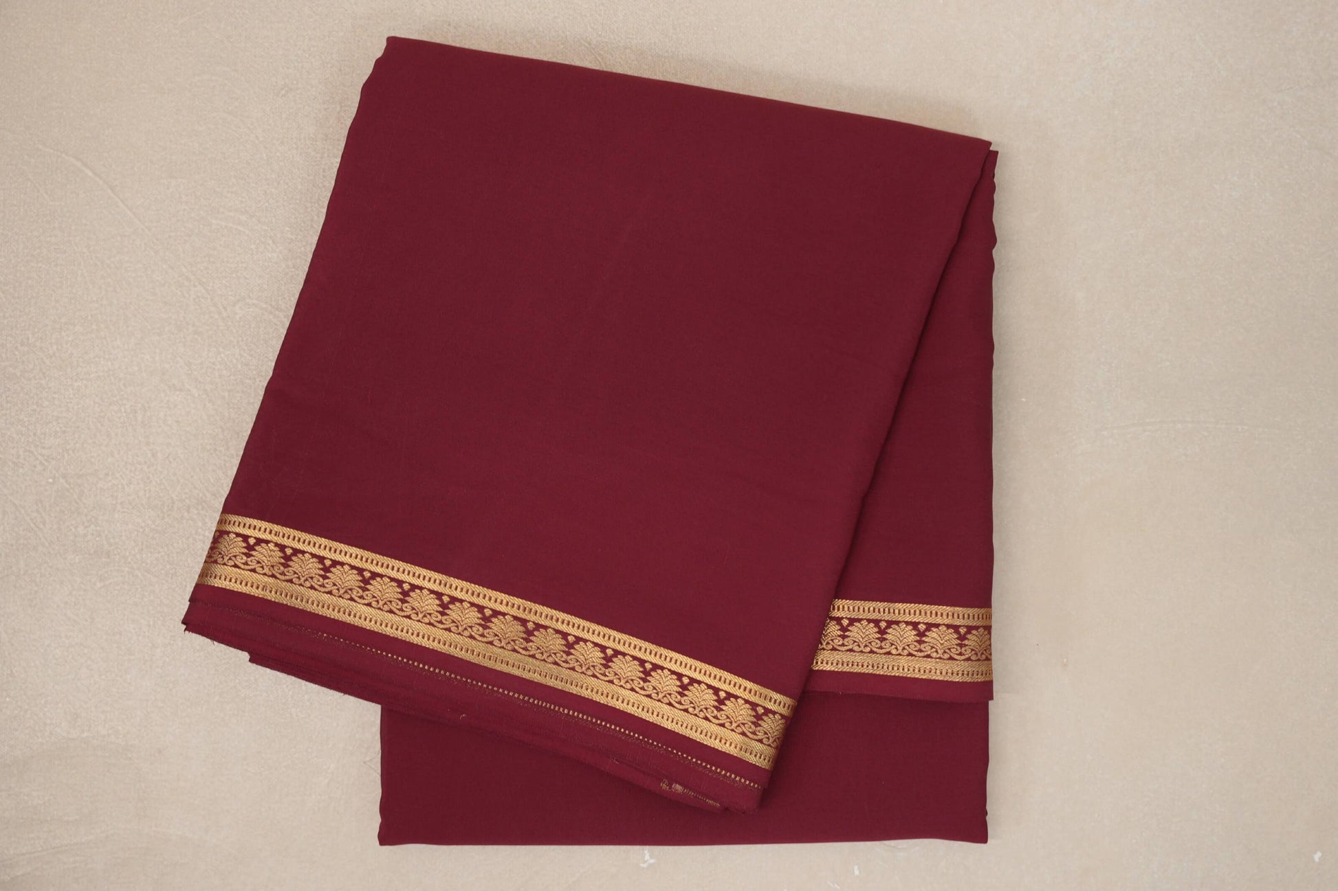 Deep Maroon Mysore Silk Saree