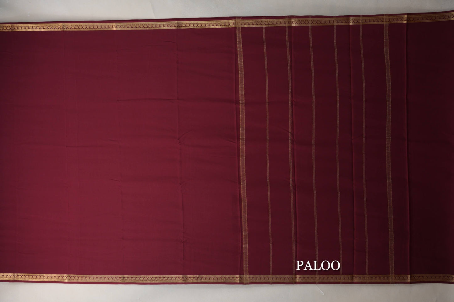 Deep Maroon Mysore Silk Saree paloo