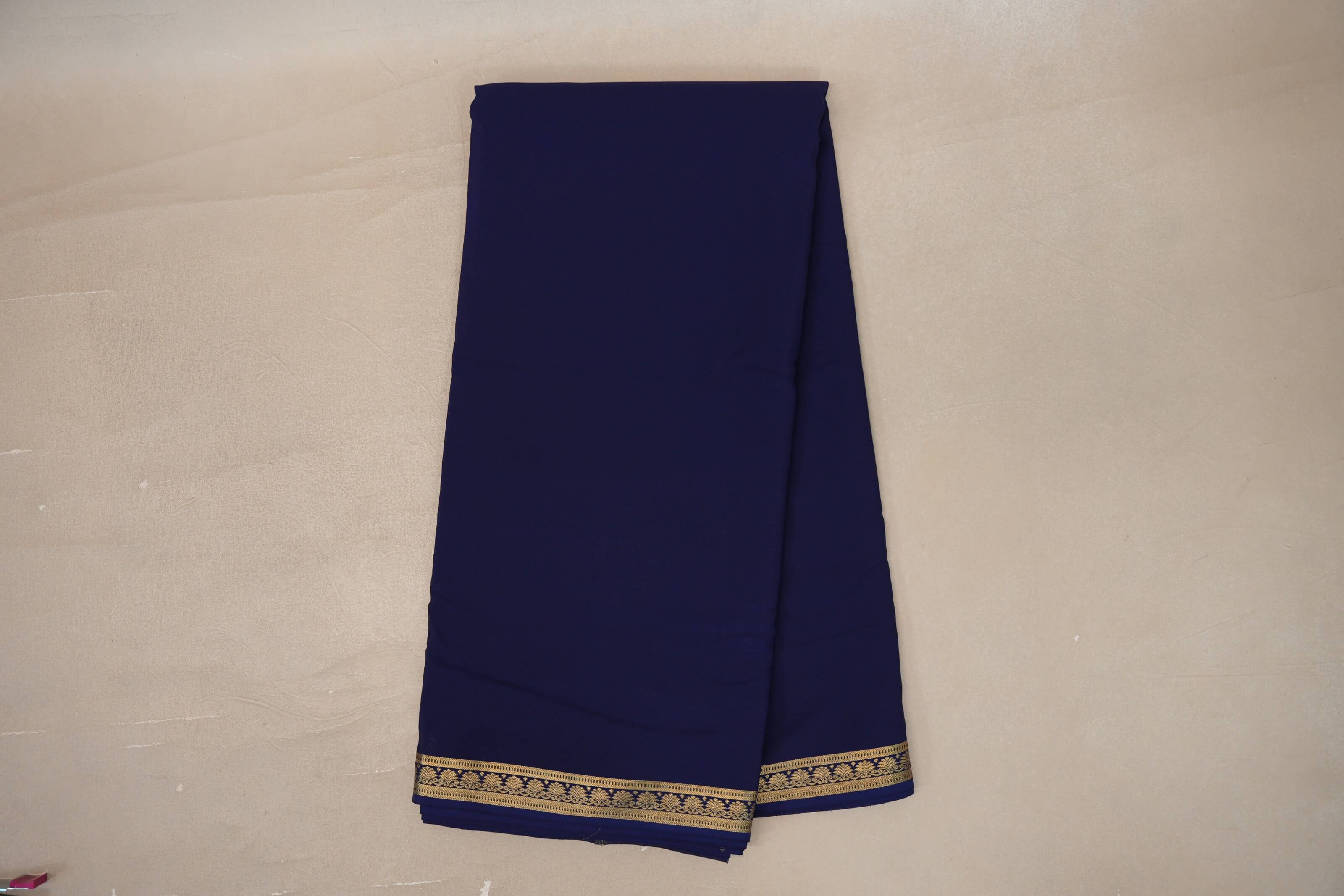Online Navy Blue Mysore Silk Saree