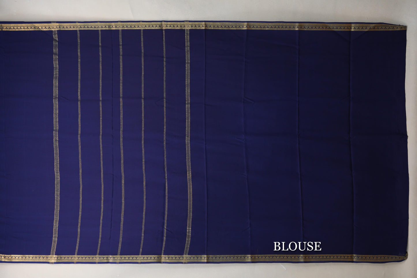 Navy Blue Mysore Silk Saree blouse