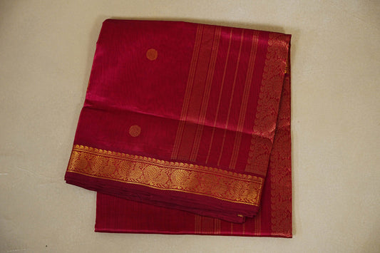 folded Reddish Pink Vegan Silk Cotton Saree