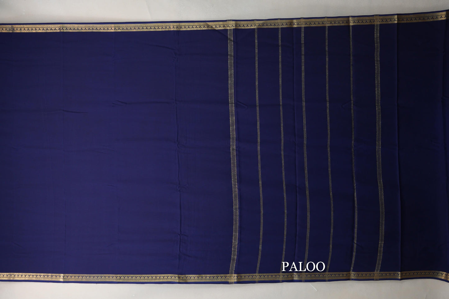Navy Blue Mysore Silk Saree paloo