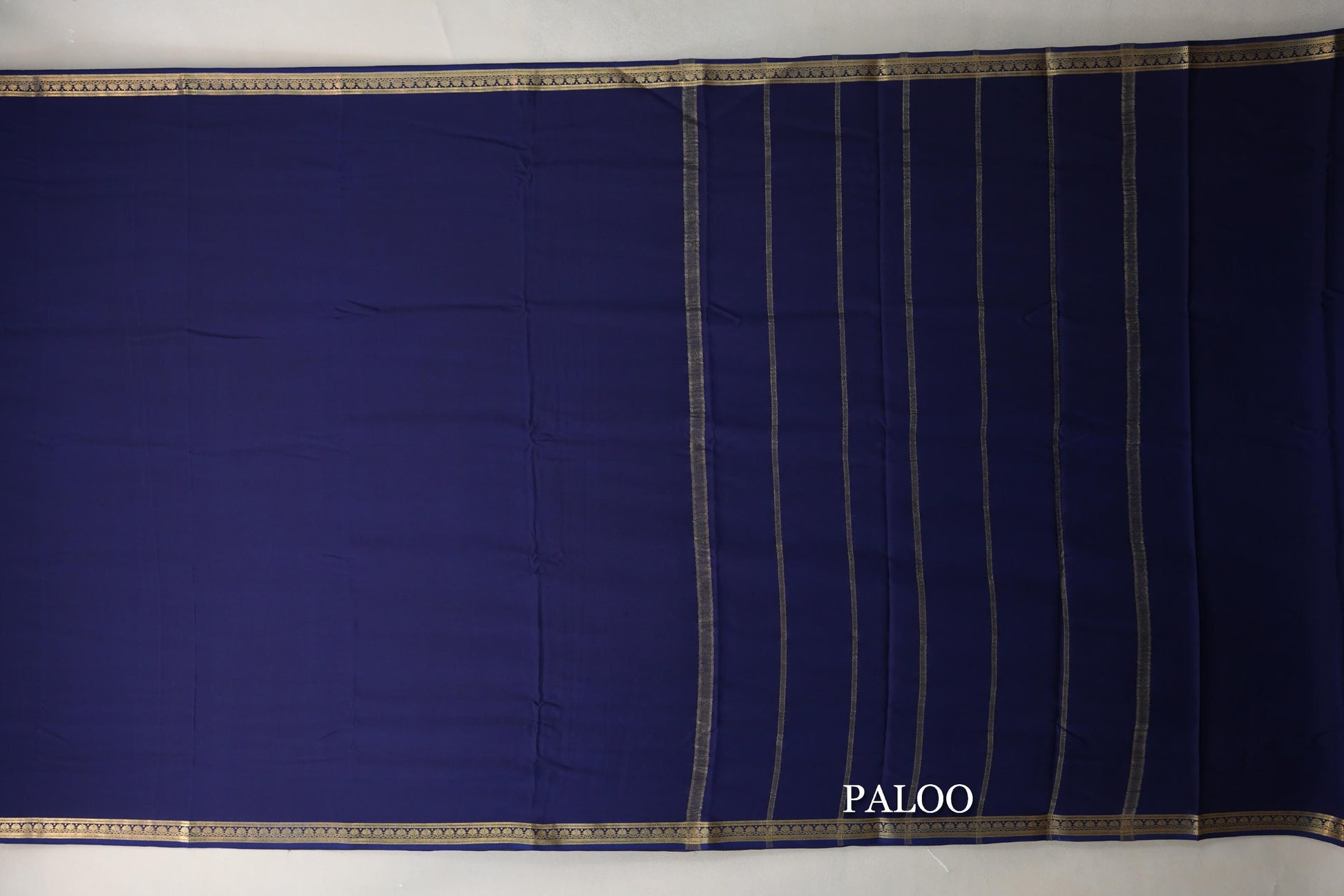 Navy Blue Mysore Silk Saree paloo