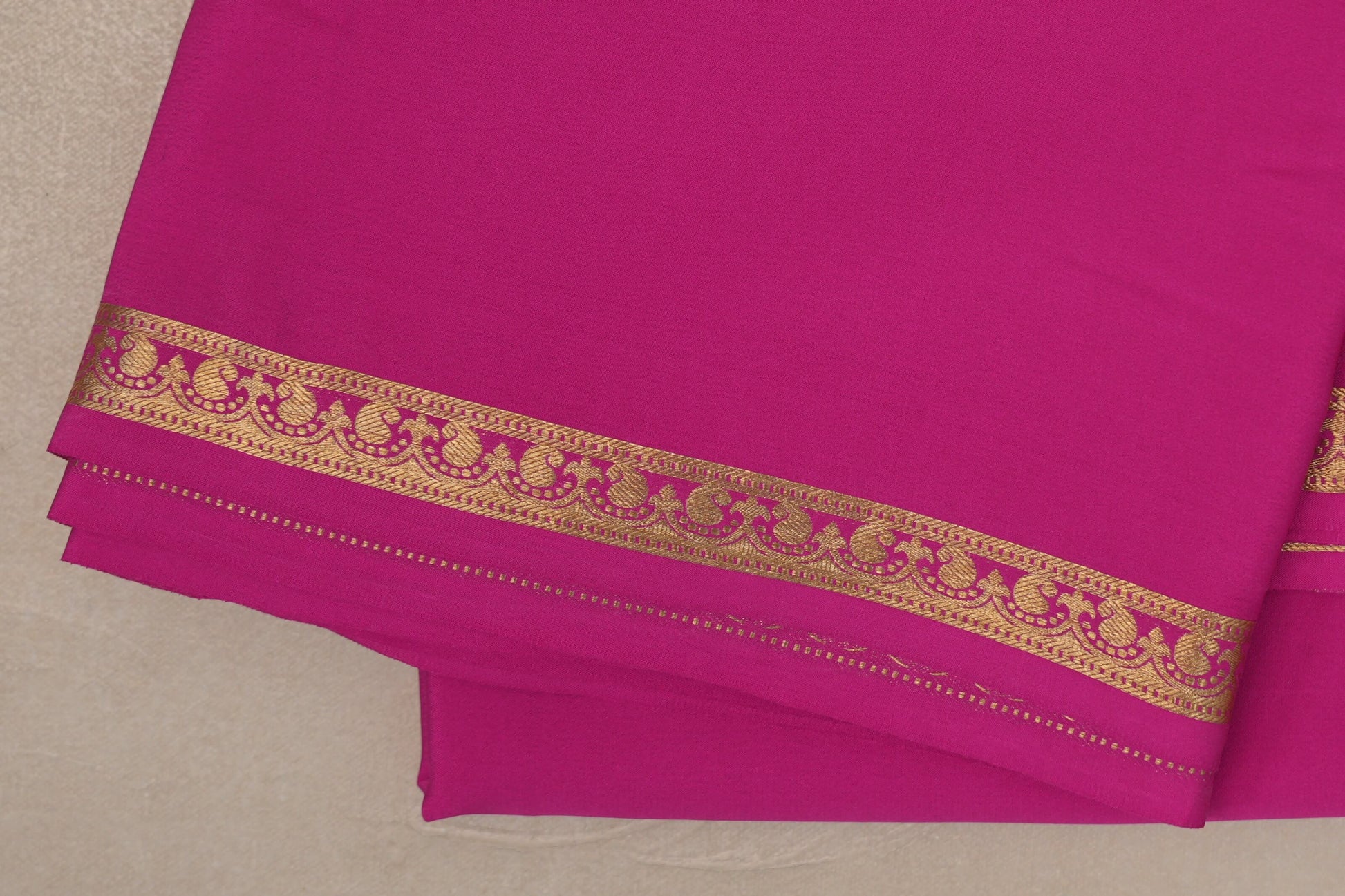 Bright Pink Mysore Silk Saree border