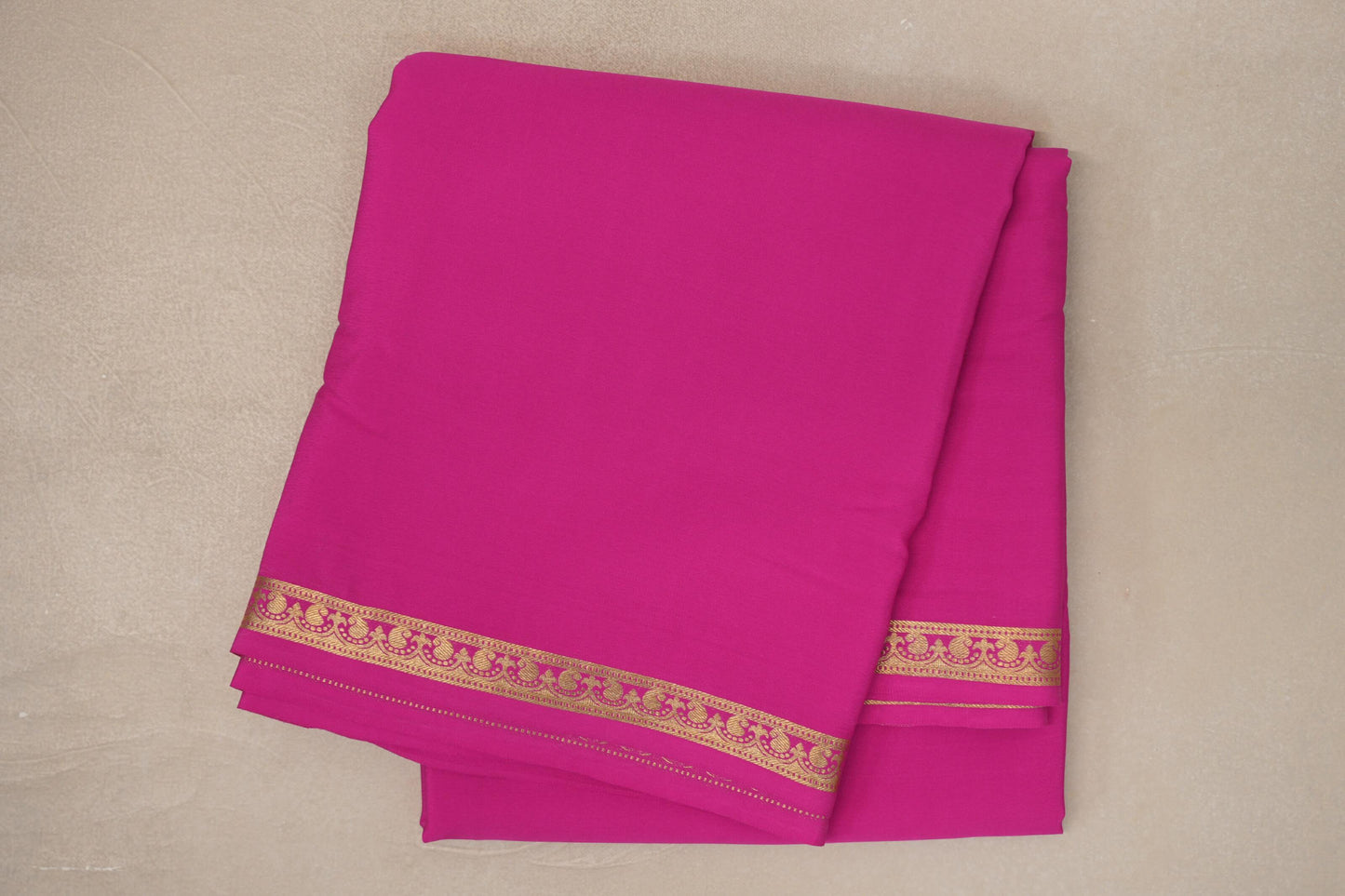 Bright Pink Mysore Silk Saree