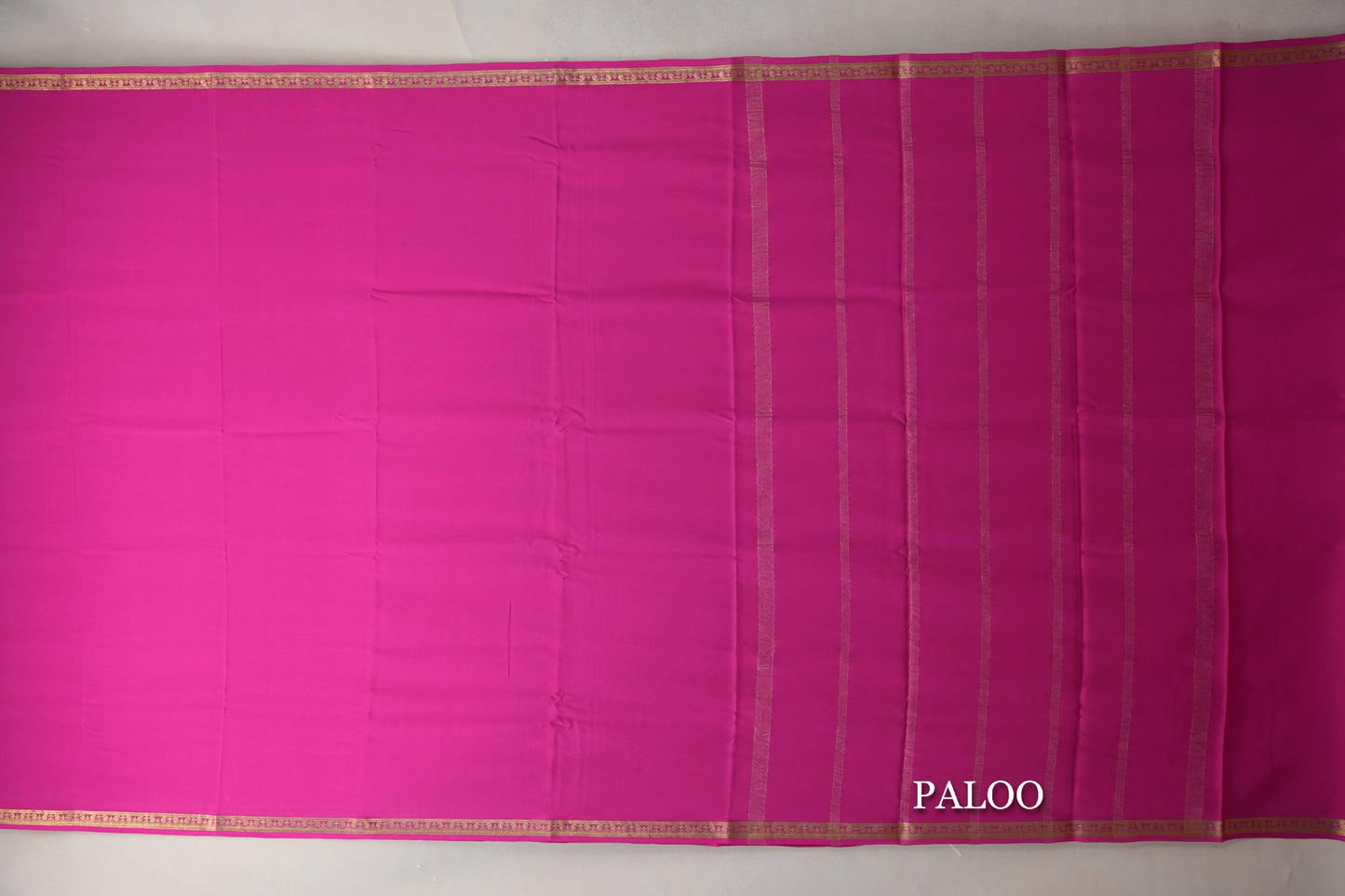 Bright Pink Mysore Silk Saree paloo