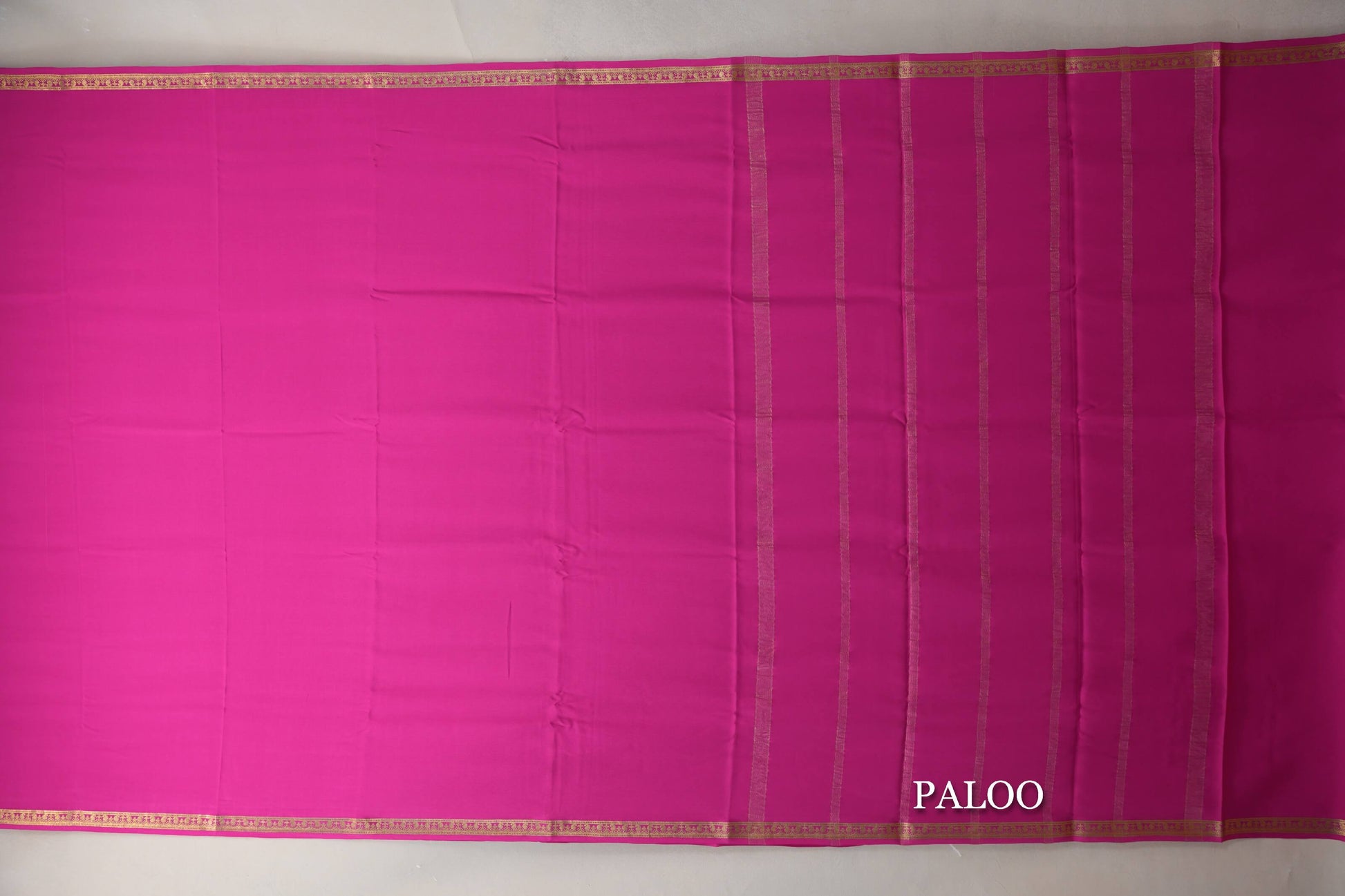 Bright Pink Mysore Silk Saree paloo