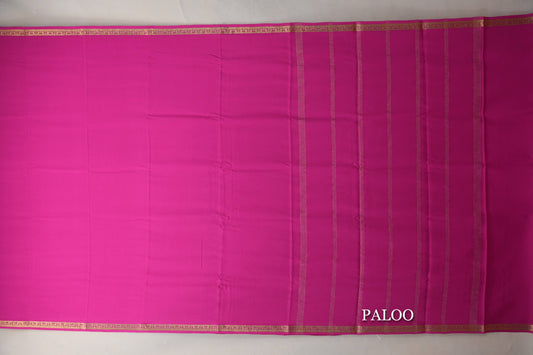 Bright Pink Mysore Silk Saree paloo