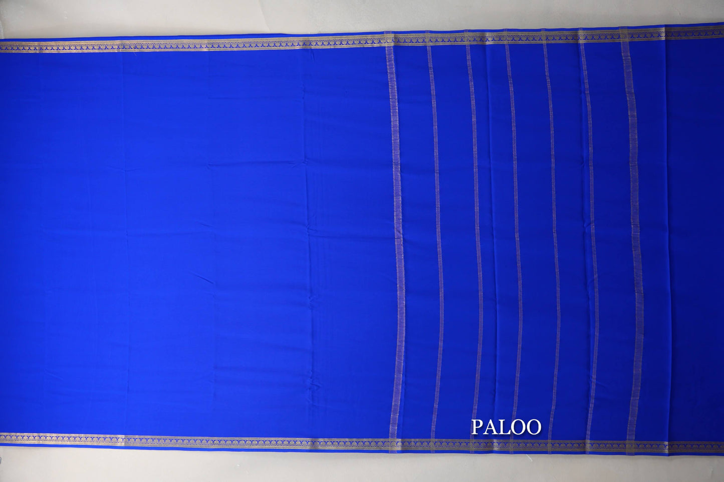 Dark Royal Blue Mysore Silk Saree paloo