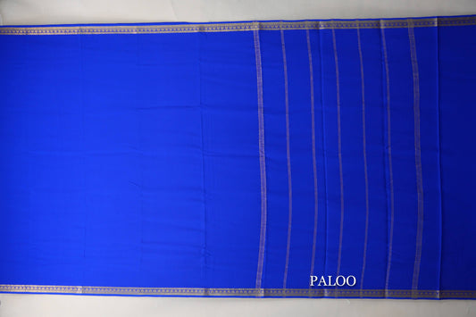 Dark Royal Blue Mysore Silk Saree paloo
