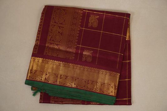 folded Reddish Maroon Vegan Silk Cotton Saree 
