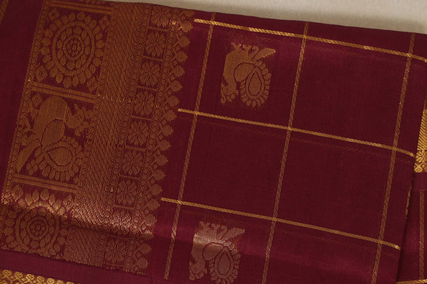 Reddish Maroon  Vegan Silk Cotton Saree  body zoom