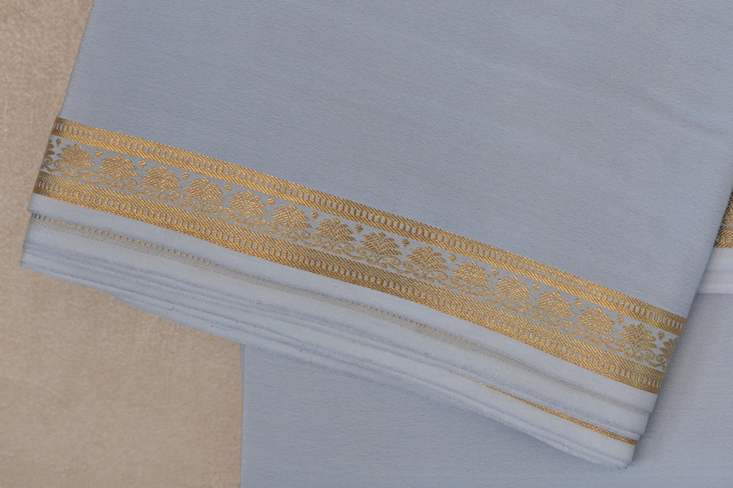 Bluish Grey Mysore Silk Saree border