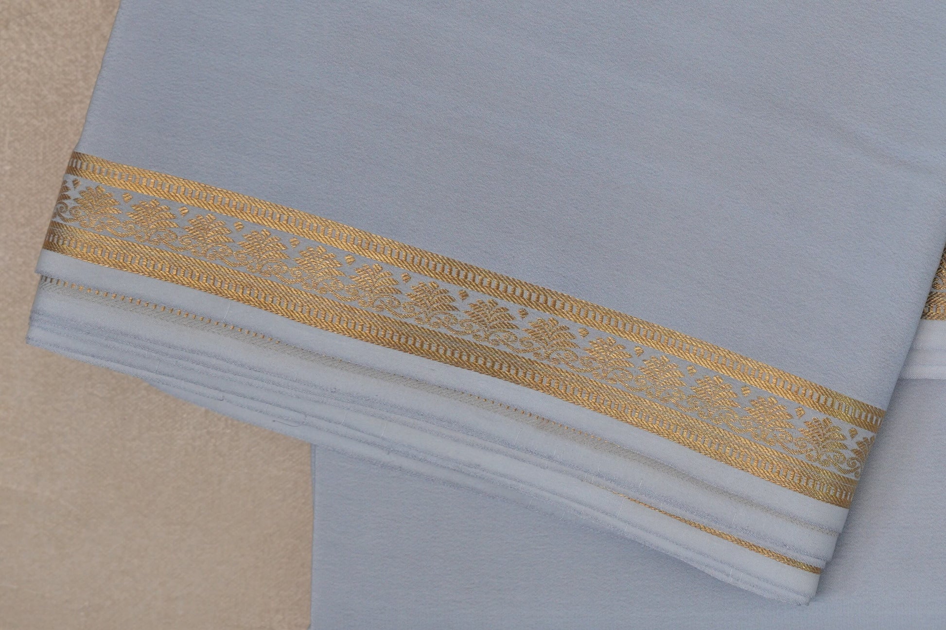 Bluish Grey Mysore Silk Saree border