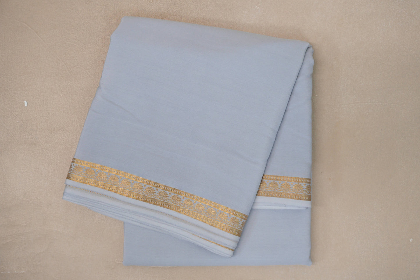 Bluish Grey Mysore Silk Saree