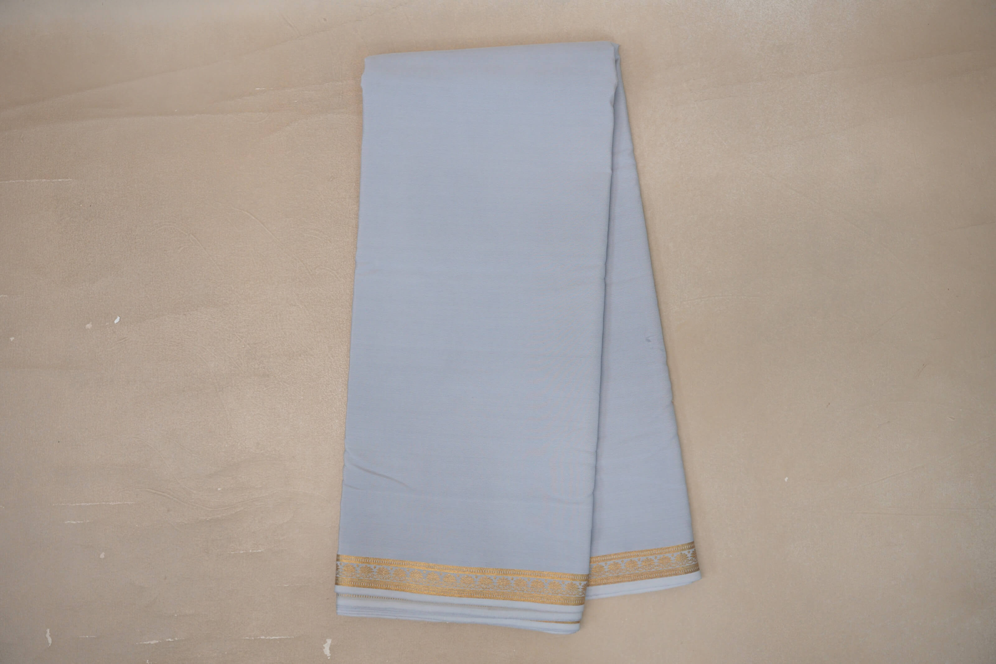 Online Bluish Grey Mysore Silk Saree