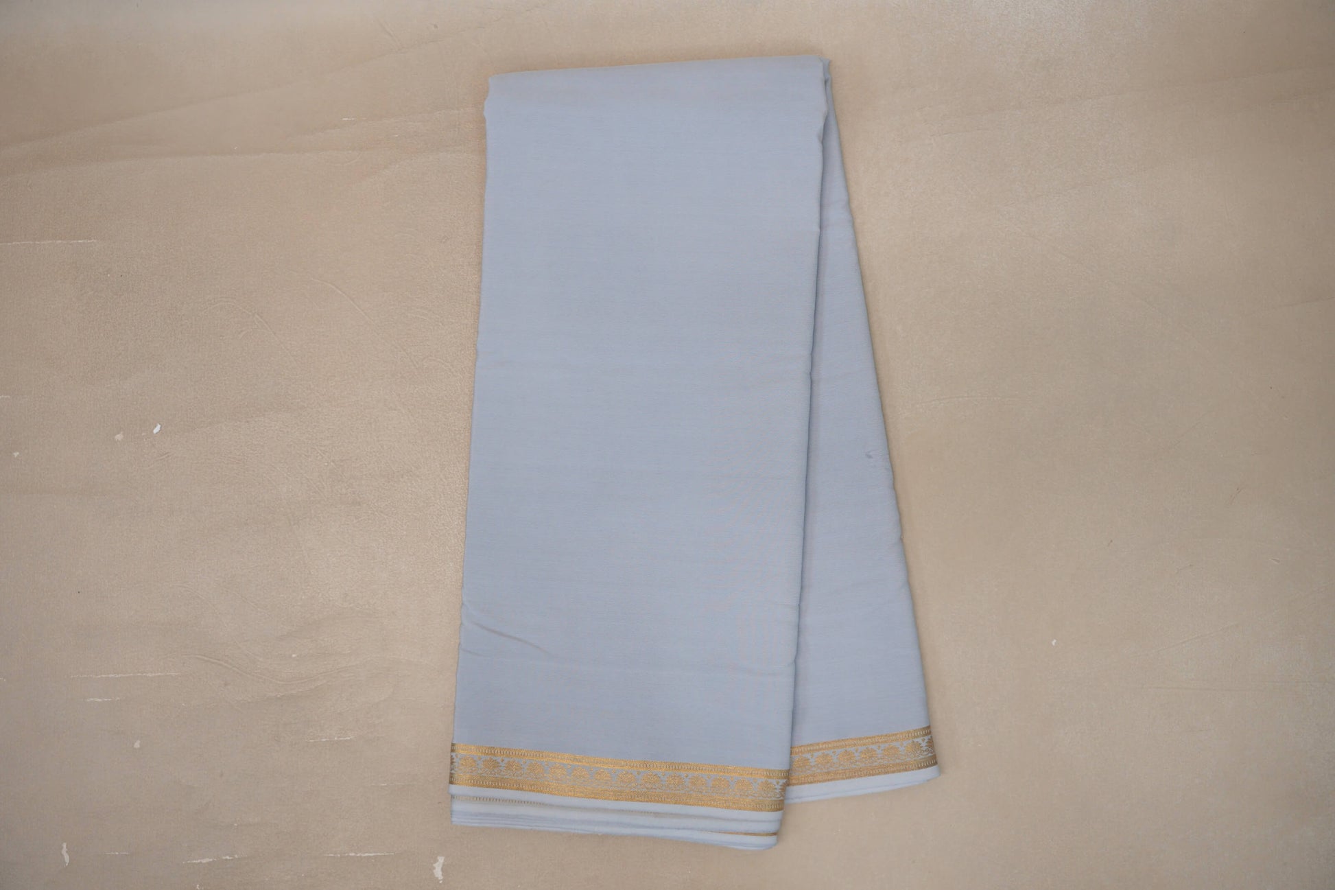 Online Bluish Grey Mysore Silk Saree