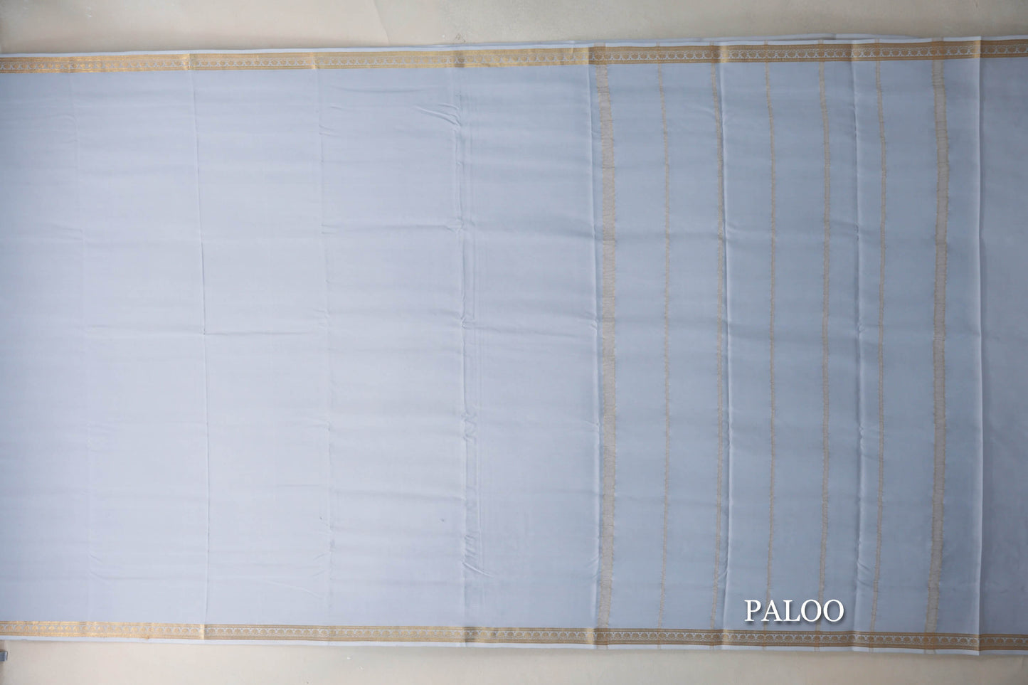 Bluish Grey Mysore Silk Saree paloo