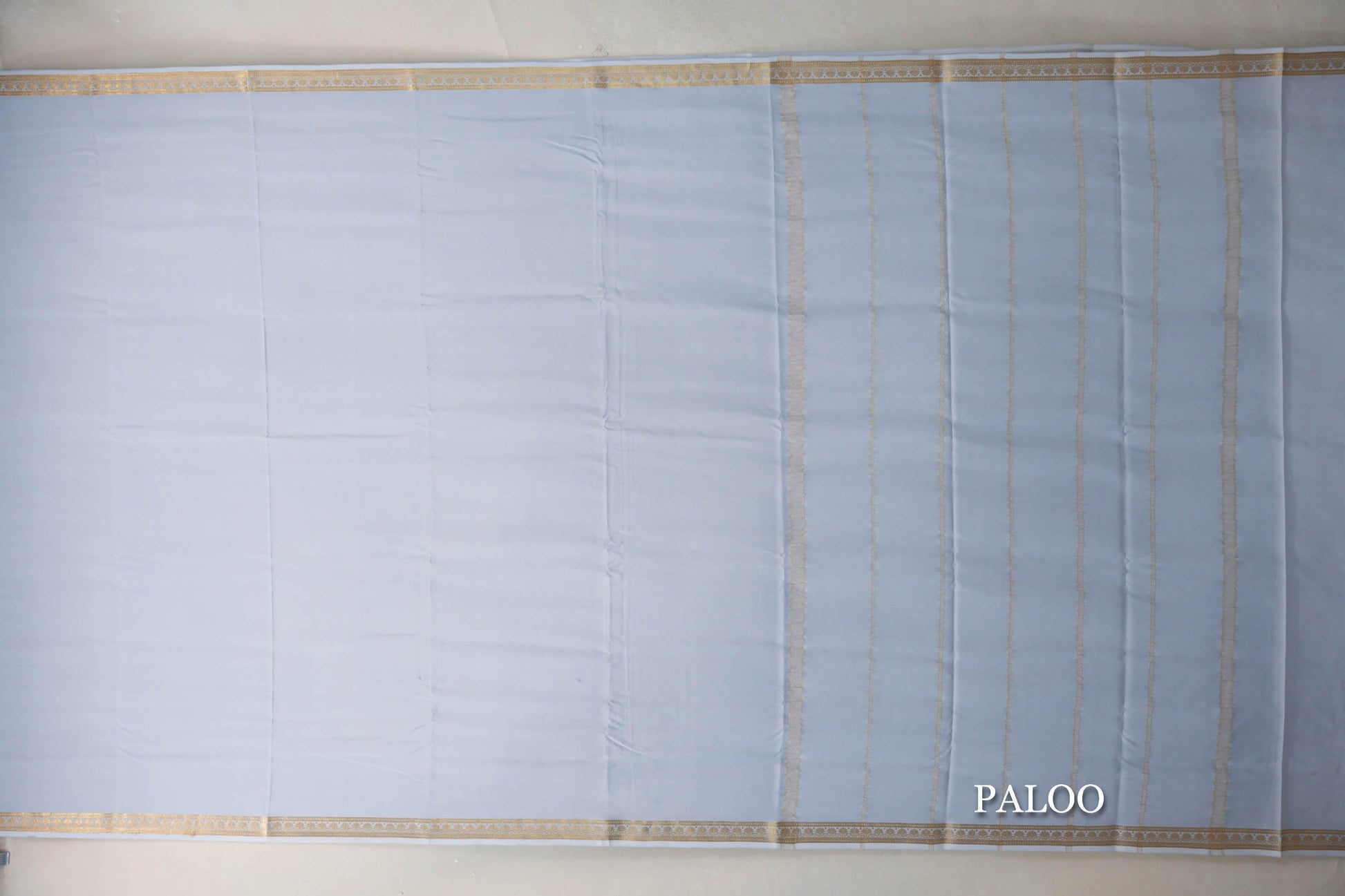Bluish Grey Mysore Silk Saree paloo