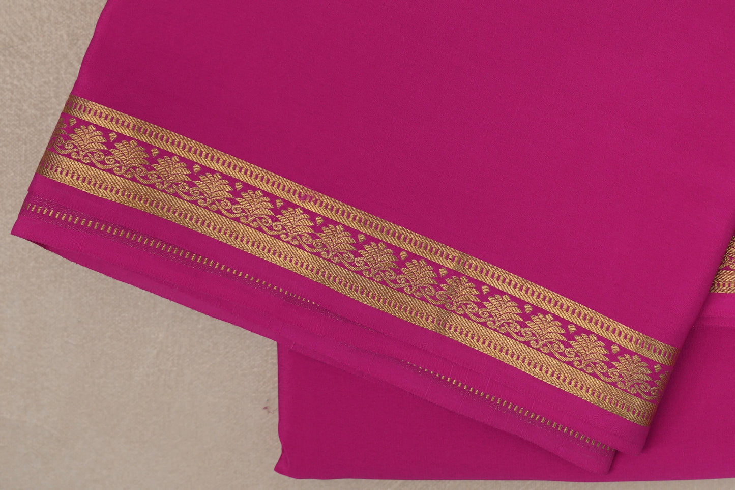 Bright Pink Mysore Silk Saree border
