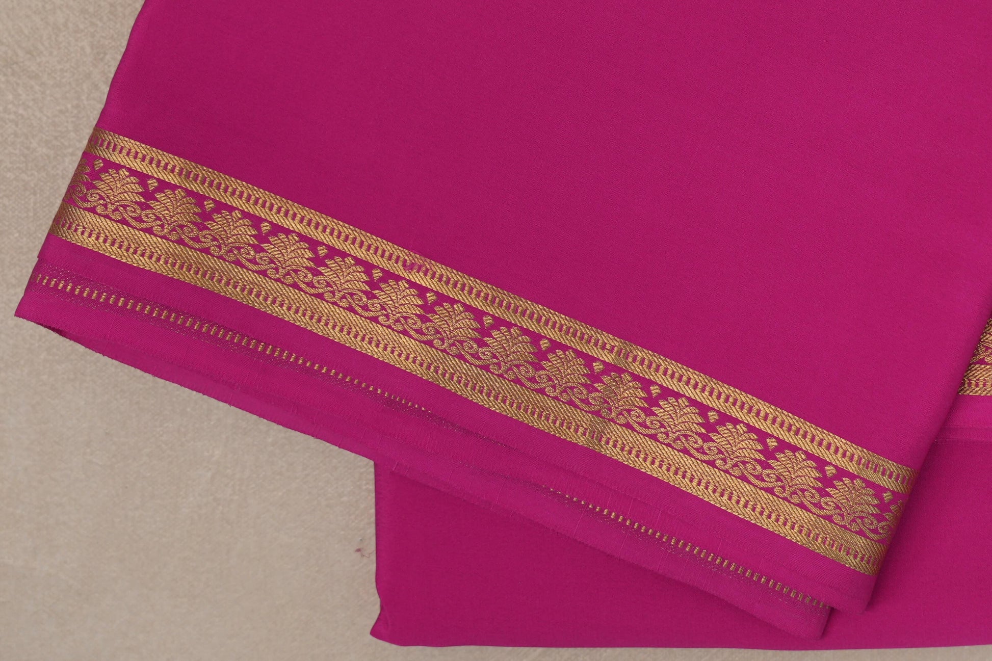 Bright Pink Mysore Silk Saree border