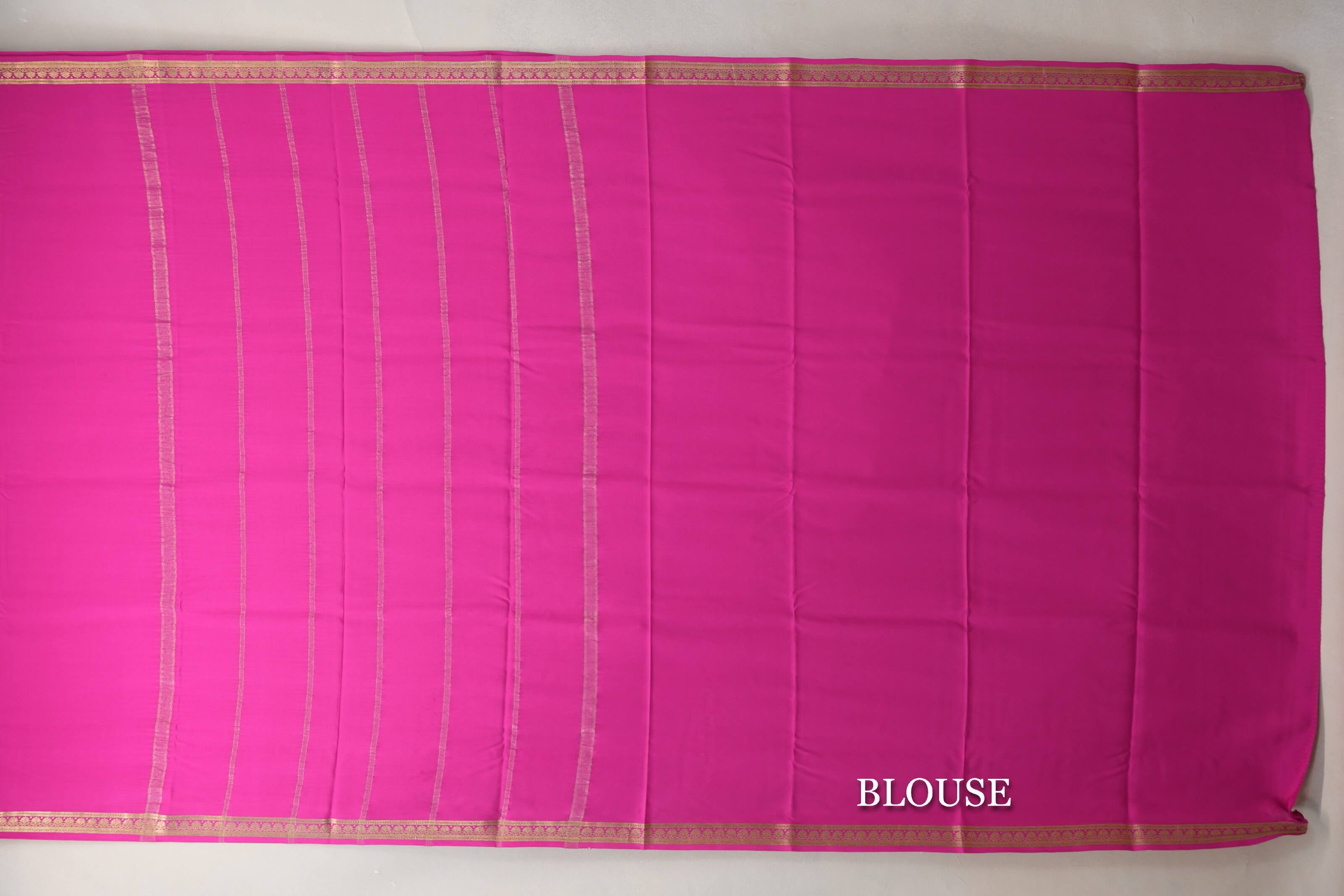 Bright Pink Mysore Silk Saree blouse