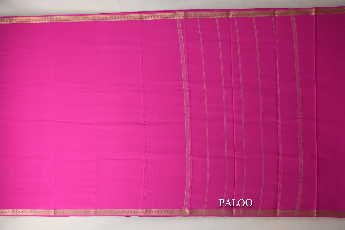 Bright Pink Mysore Silk Saree paloo