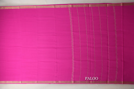 Bright Pink Mysore Silk Saree paloo