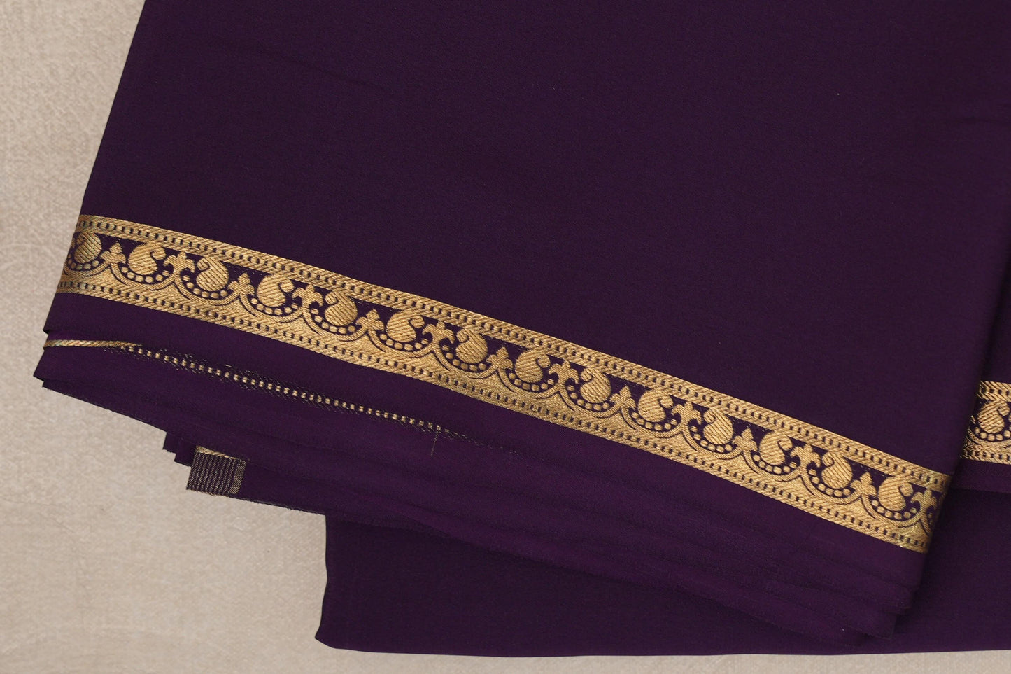 Deep Plum Purple Mysore Silk Saree border